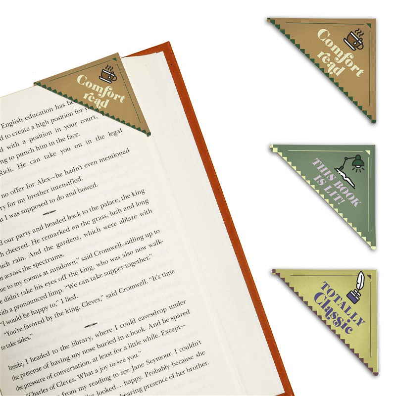 Classics Lovers Bookmark Corners, Set of 3 Unique Cardstock Bookmarks