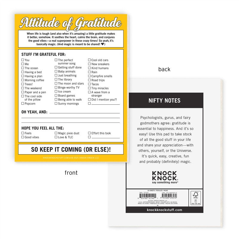 Attitude of Gratitude Nifty Note