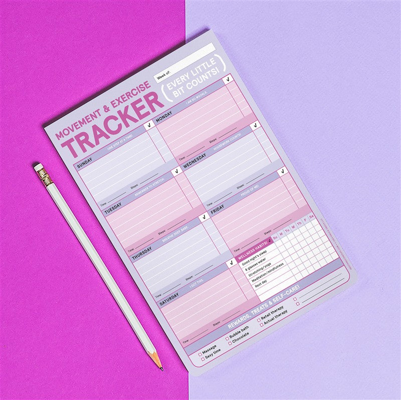 Movement &amp; Exercise Tracker Big &amp; Sticky Notepad - Sticky Fitness Tracker Pad (40 Sheets, 9.75 x 7-inches)