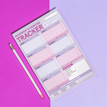 Movement &amp; Exercise Tracker Big &amp; Sticky Notepad - Sticky Fitness Tracker Pad (40 Sheets, 9.75 x 7-inches)