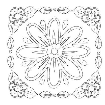 Folksy Florals: A Monochrome Coloring Book