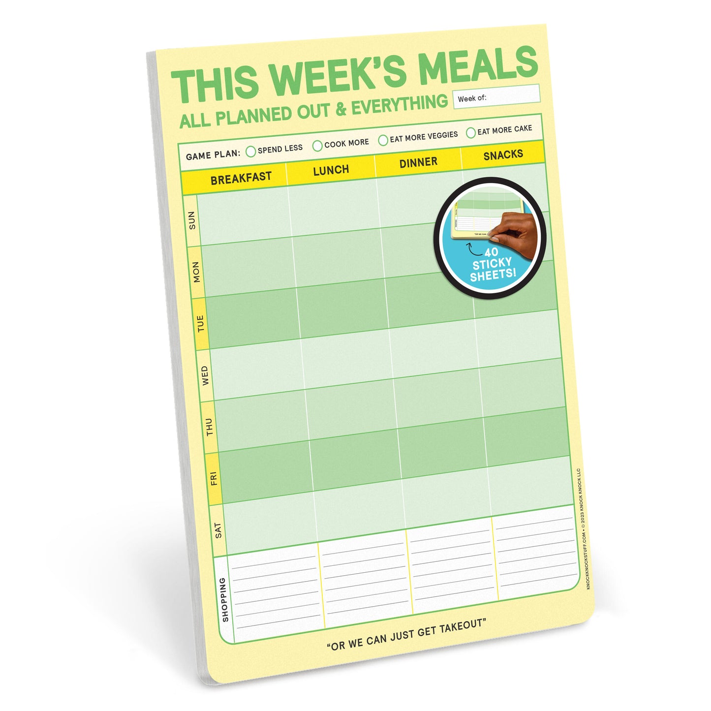 This Week's Meals Big &amp; Sticky Notepad - Sticky Meal Planner Pad (40 Sheets, 9.75 x 7-inches)