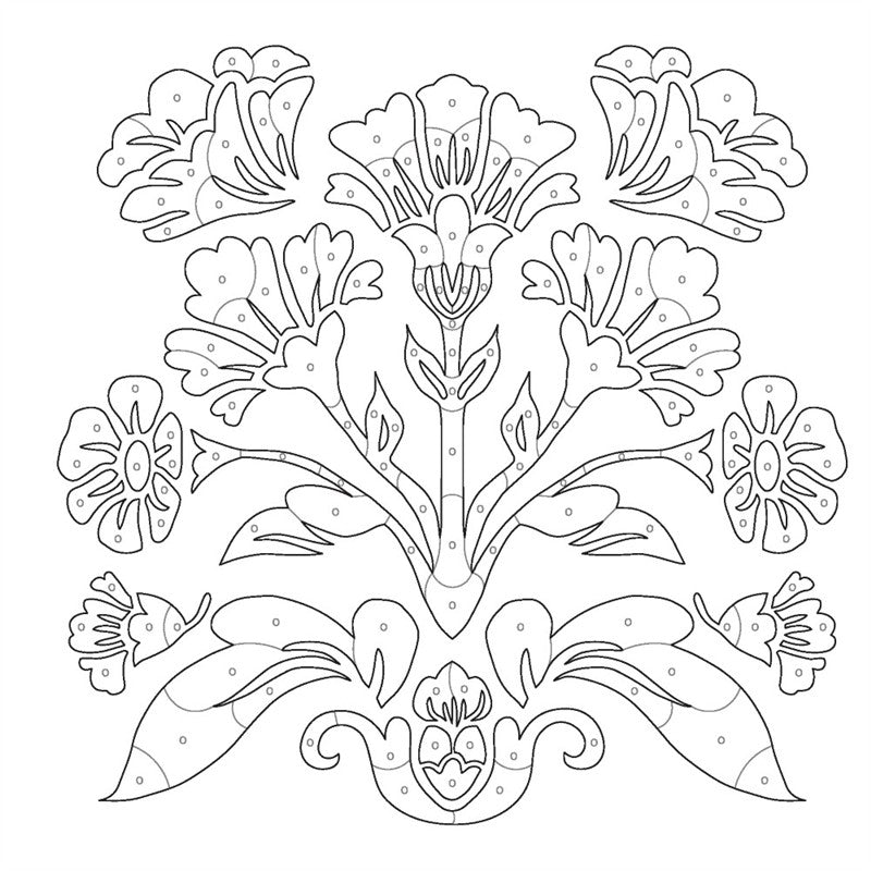 Folksy Florals: A Monochrome Coloring Book