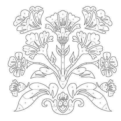 Folksy Florals: A Monochrome Coloring Book