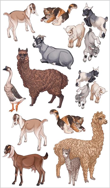Busy Barnyard of Tattoo Farm Animals