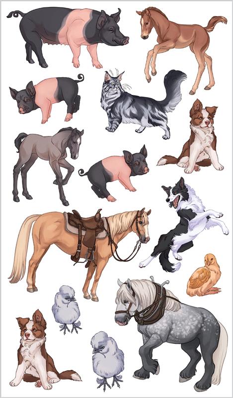 Busy Barnyard of Tattoo Farm Animals