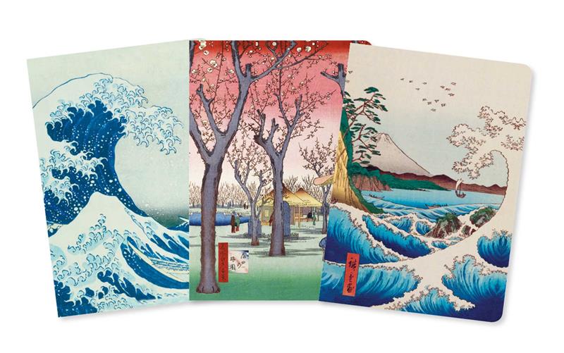 Japanese Woodblocks Set of 3 Mini Notebooks